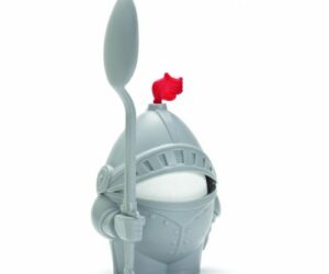 PELEG DESIGN Arthur Soft and Hard Boiled Egg Cup Holder with Spoon Included, Knight Design Egg Holder, Kitchen Utensil Decor