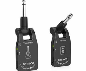 ammoon Wireless Guitar System 2.4G Rechargeable 6 Channels Audio Wireless Transmitter Receiver for Electric Guitar Bass