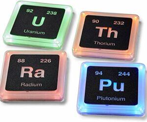 Generix Geek Radioactive Elements Glowing Coaster Set – Radium, Plutonium, Uranium, and Thorium – Set of 4