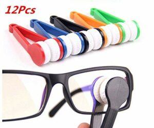 12 pcs Mini Sun Glasses Eyeglass Microfiber Spectacles Cleaner Brush Cleaning Tool,Random Color (12)