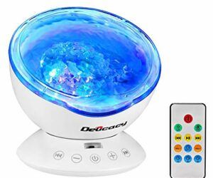 Delicacy Ocean Wave Projector 12 LED Remote Control Undersea Projector Lamp,7 Color Changing Music Player Night Light Projector for Kids Adults Bedroom Living Room Decoration