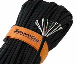 620 LB SurvivorCord | The Original Patented Type III Military 550 Paracord/Parachute Cord with Integrated Fishing Line, Multi-Purpose Wire, and Waterproof Fire Tinder.