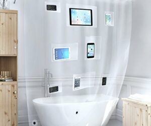 Better Than Bubbles Tech Friendly Clear Shower Curtain Liner with Pockets – for iPad, iPhone, Android, etc.