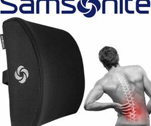 Samsonite SA5243 – Ergonomic Lumbar Support Pillow – Elevates Lower Back Comfort – 100% Pure Memory Foam – Use in Car or Office Chair – Fits Most Seats – Breathable Mesh – Washable Cover