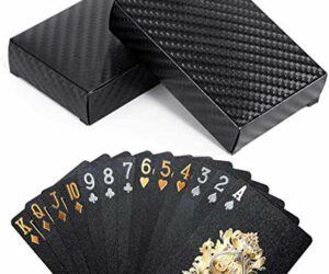 Armear Black Diamond Waterproof Playing Cards Novelty-HD,Luxury Deck of Cards,Gift Poker Cards Deck,Flexible Plastic 52+2 Poker