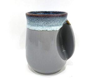 Selamica Porcelain 18oz Novelty Right-handed Handwarmer Mug, Coffee Mug, Tea Mug, gift for family friends and couple – Grey