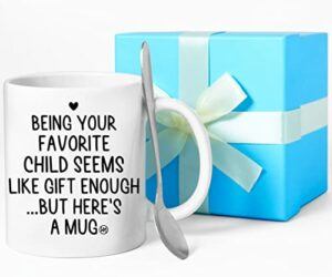 WASSMIN Being Your Favorite Child Funny Coffee Mug – Best Gift for Mom & Dad – Birthday Gift for Parents – Gag Fathers Day, Mothers Day Present Idea from Daughter, Son, Kids