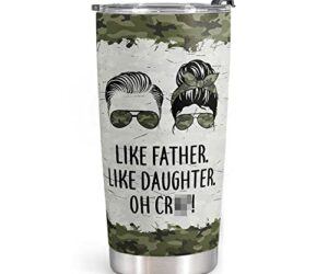 Macorner Gifts for Dad – Stainless Steel Like Father Like Daughter Tumbler 20oz – Fathers Day Gift from Daughter Wife & Birthday Gifts for Dad From Daughter – Fathers Day Gift For Dad From Daughter