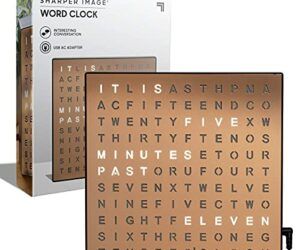 SHARPER IMAGE Light Up Electronic Plug-in Word Clock, Copper Finish with LED Light Display, USB Cord and Power Adapter, Unique Contemporary Home and Office Décor, Accent Desk Clock