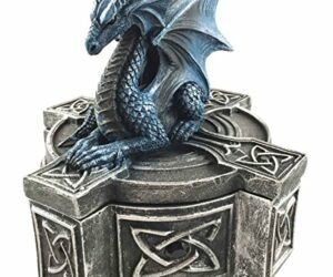 Gifts & Decors Ebros Celtic Cross Bifrost Altar Drake Resting Dragon On Jewelry Box Figurine Trinket Sculpture Decorative Figurine Secret Storage